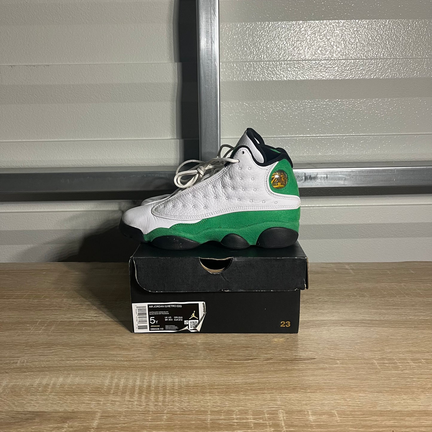 Size 5Y - AJ 13 Retro White Lucky Green