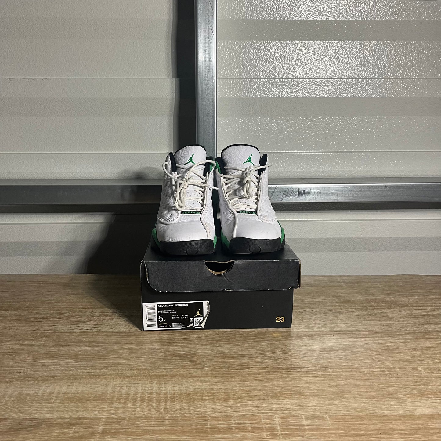 Size 5Y - AJ 13 Retro White Lucky Green
