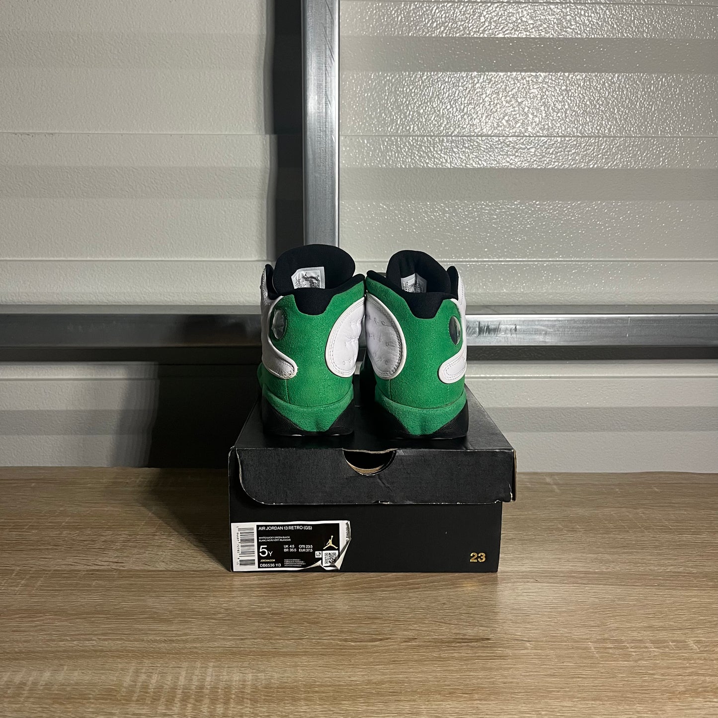 Size 5Y - AJ 13 Retro White Lucky Green