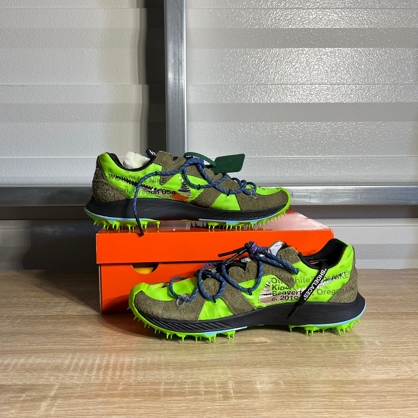 Size 12.5W - Zoom Terra Kiger 5 Off White Electric Green