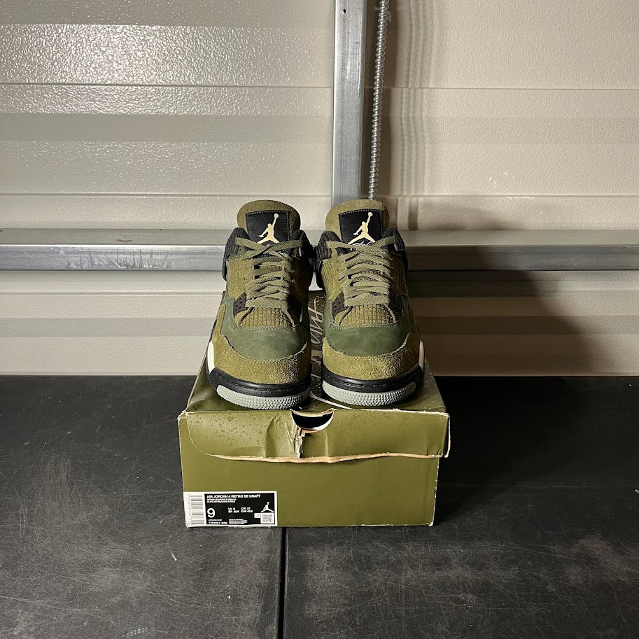 Size 9 - AJ 4 Retro Craft Olive Green