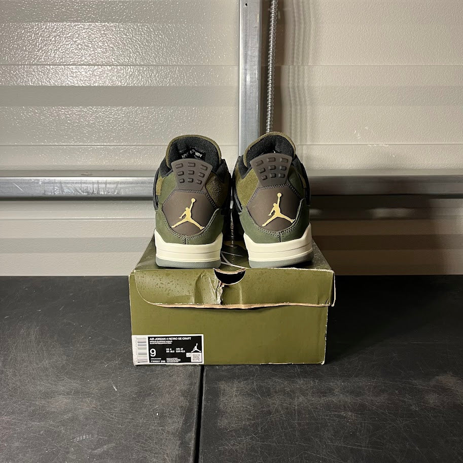 Size 9 - AJ 4 Retro Craft Olive Green