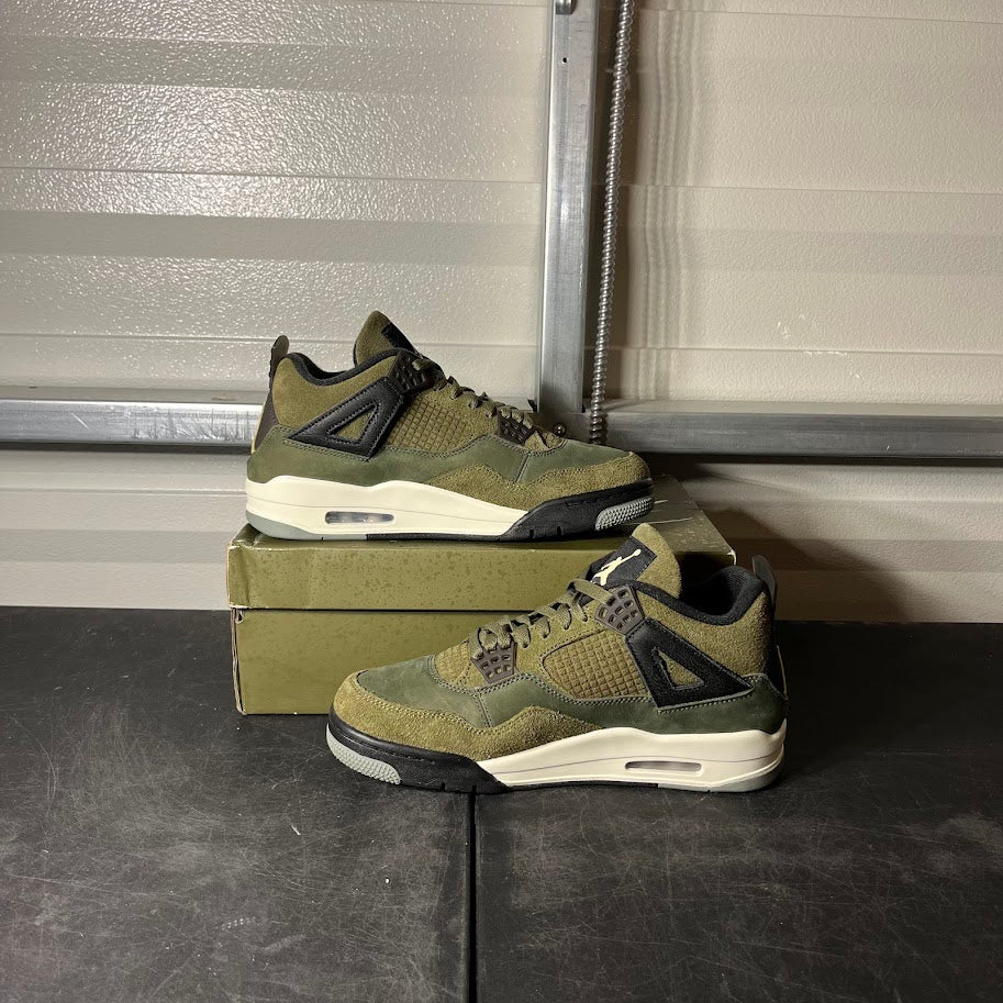 Size 9 - AJ 4 Retro Craft Olive Green