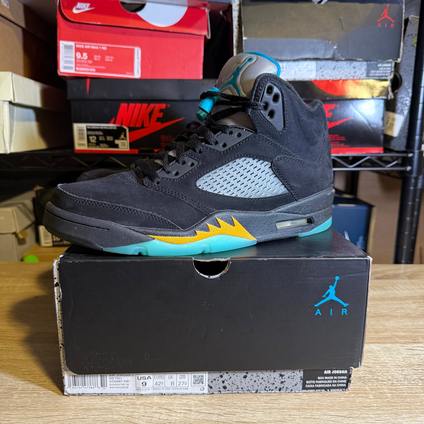 Size 9 - AJ 5 Aqua