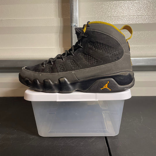 Size 12 - AJ 9 Retro Dark Charcoal University Gold