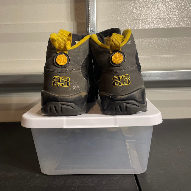 Size 12 - AJ 9 Retro Dark Charcoal University Gold