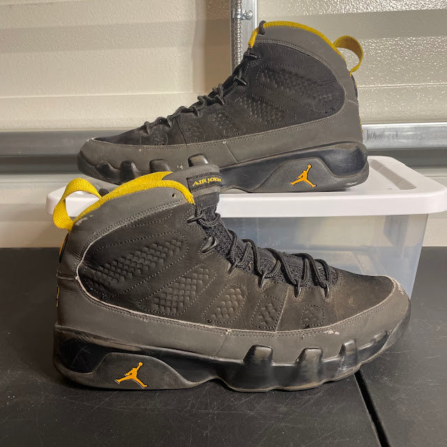Size 12 - AJ 9 Retro Dark Charcoal University Gold