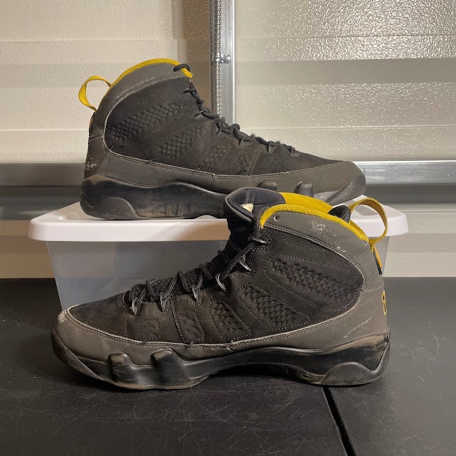 Size 12 - AJ 9 Retro Dark Charcoal University Gold