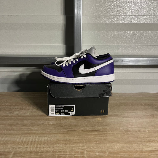 Size 7.5 - AJ 1 Low Court Purple Black