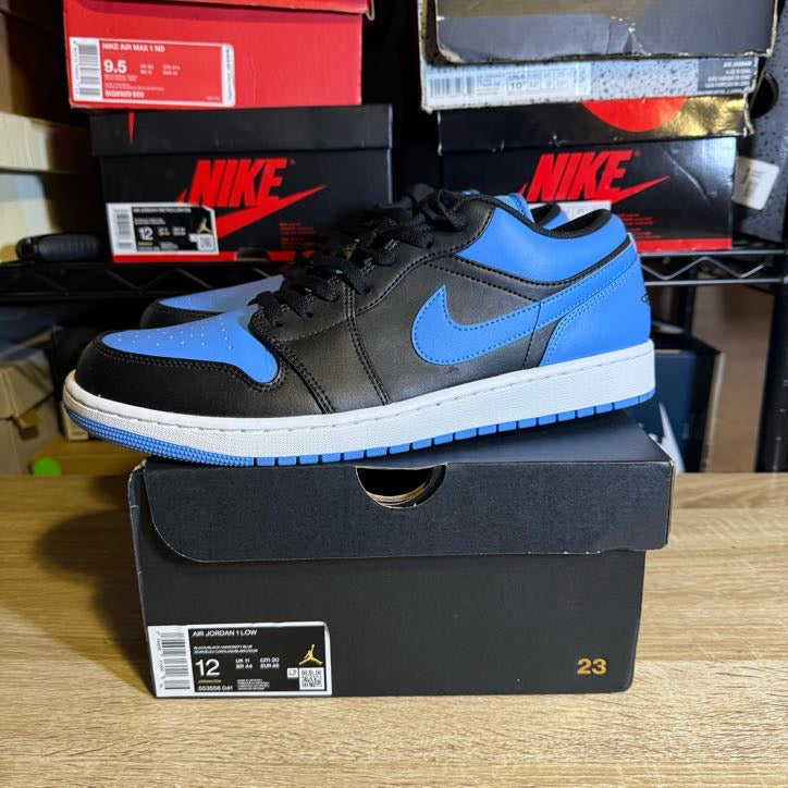 Size 12 - AJ 1 Low Retro Black University