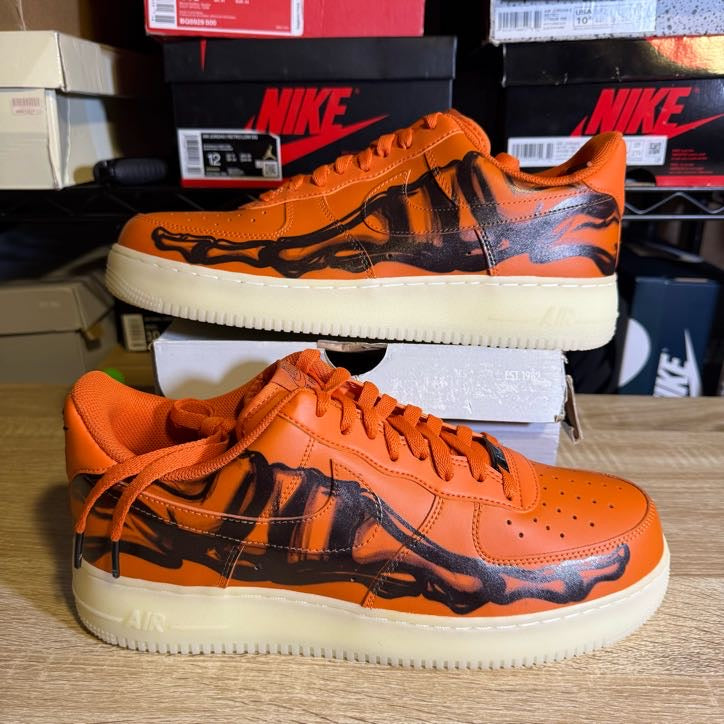Size 12 - AF 1 Low Orange Skeleton Halloween