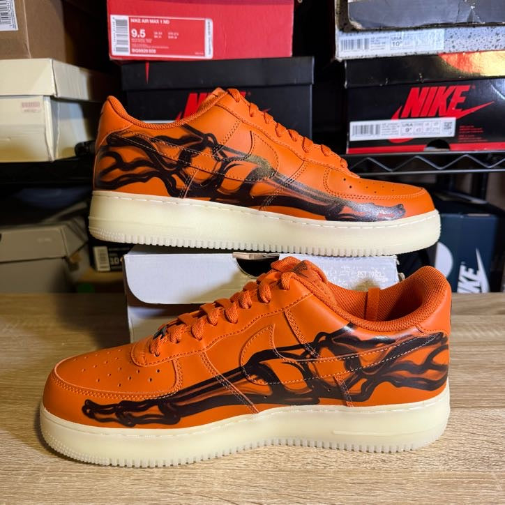Size 12 - AF 1 Low Orange Skeleton Halloween