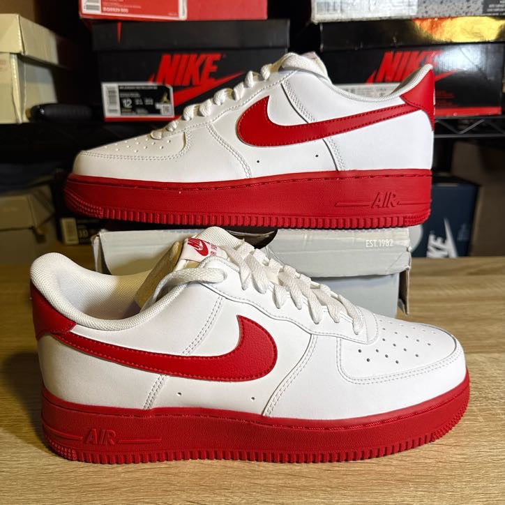 Size 9 - AF 1 Low White Red Sole