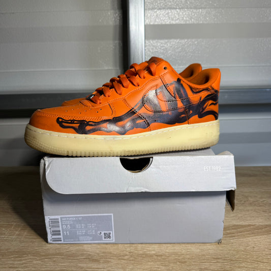 Size 9.5 - AF 1 Low Orange Skeleton Halloween
