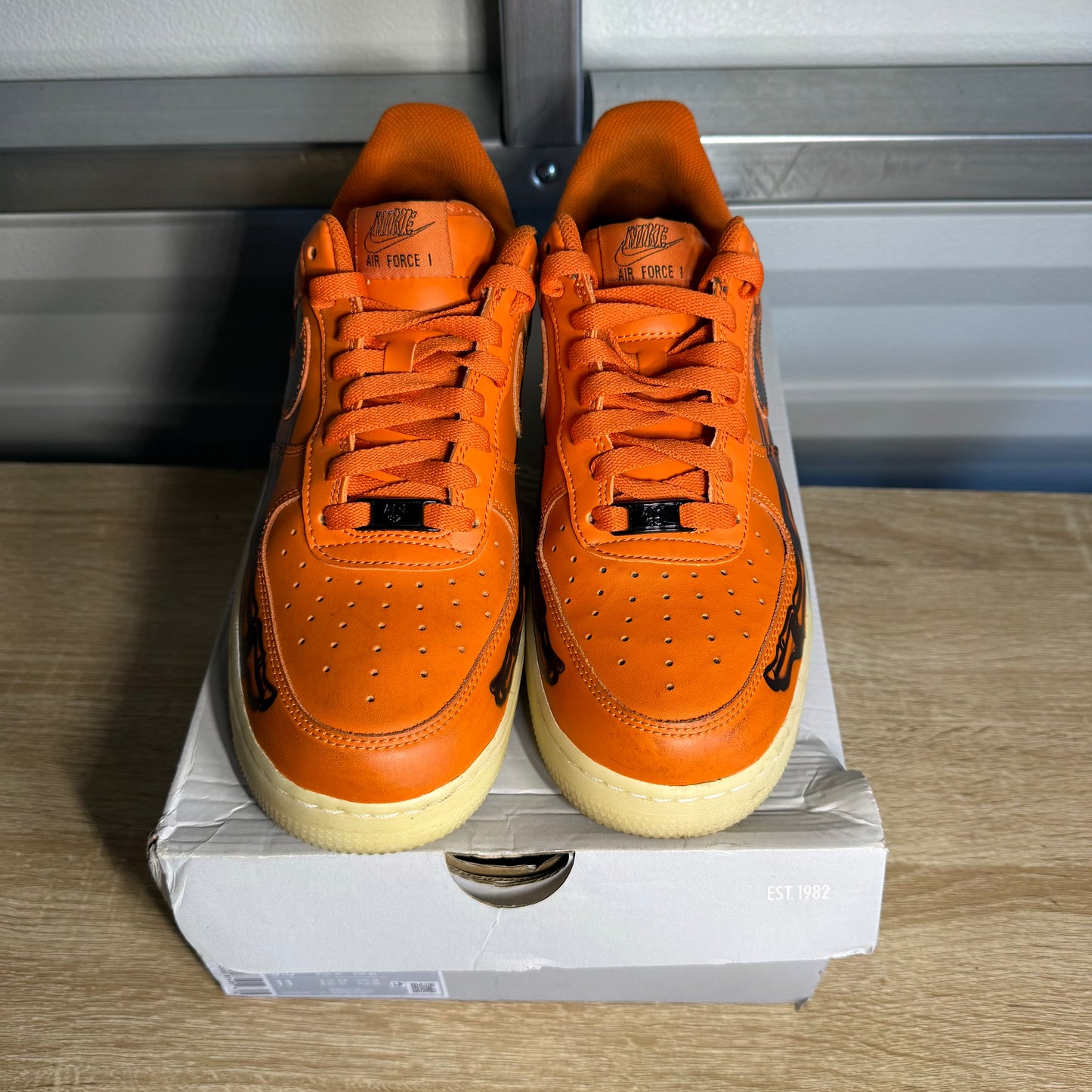 Size 9.5 - AF 1 Low Orange Skeleton Halloween