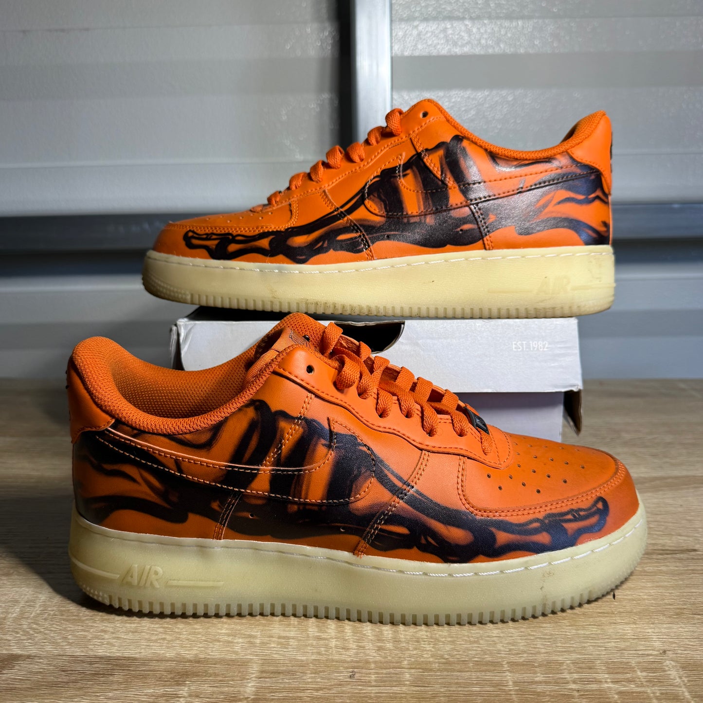 Size 9.5 - AF 1 Low Orange Skeleton Halloween