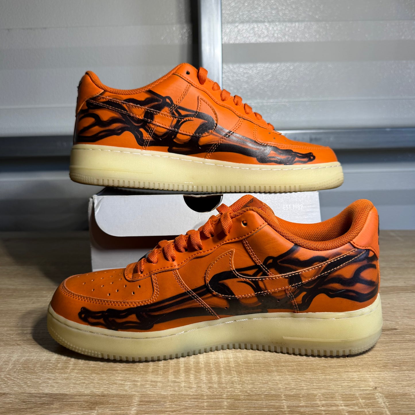 Size 9.5 - AF 1 Low Orange Skeleton Halloween