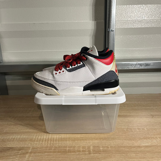 Size 9 - AJ 3 Retro Fire Red Denim