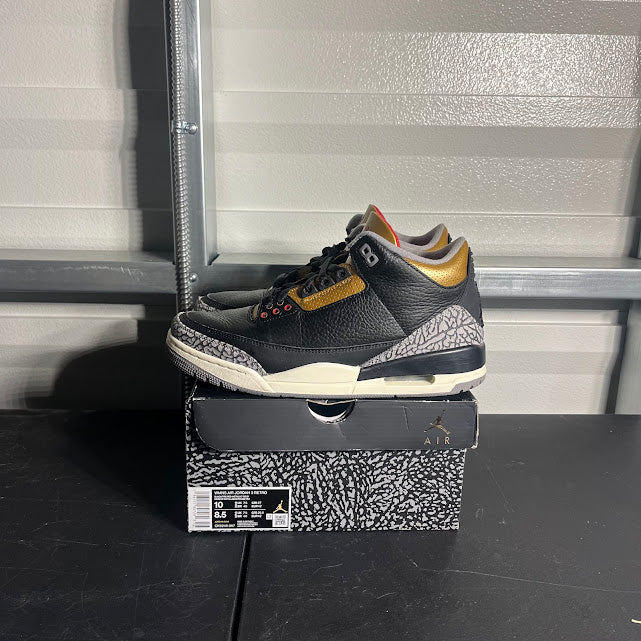 Size 10W - AJ 3 Retro Black Cement Gold