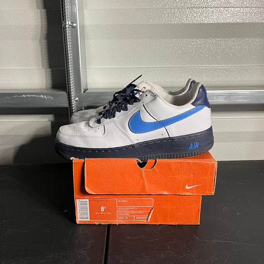Size 8.5 - AF 1 Low White Blue Swoosh