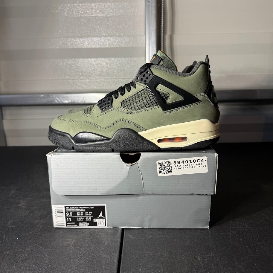 Size 9.5 - AJ 4 Retro Undefeated Deep Green and Clementine