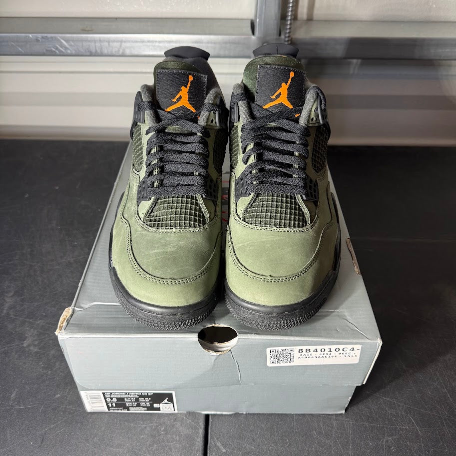 Size 9.5 - AJ 4 Retro Undefeated Deep Green and Clementine