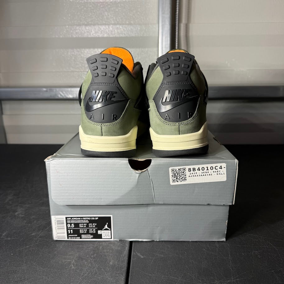 Size 9.5 - AJ 4 Retro Undefeated Deep Green and Clementine