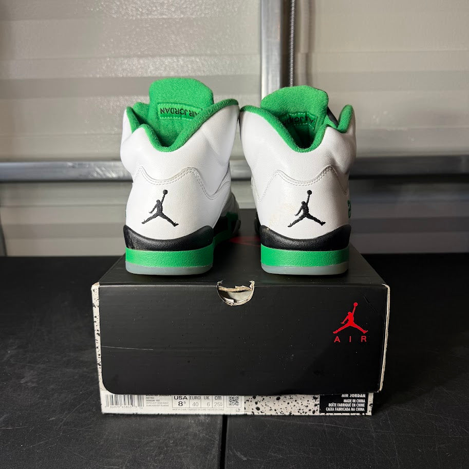 Size 8.5W - AJ 5 Retro Lucky Green