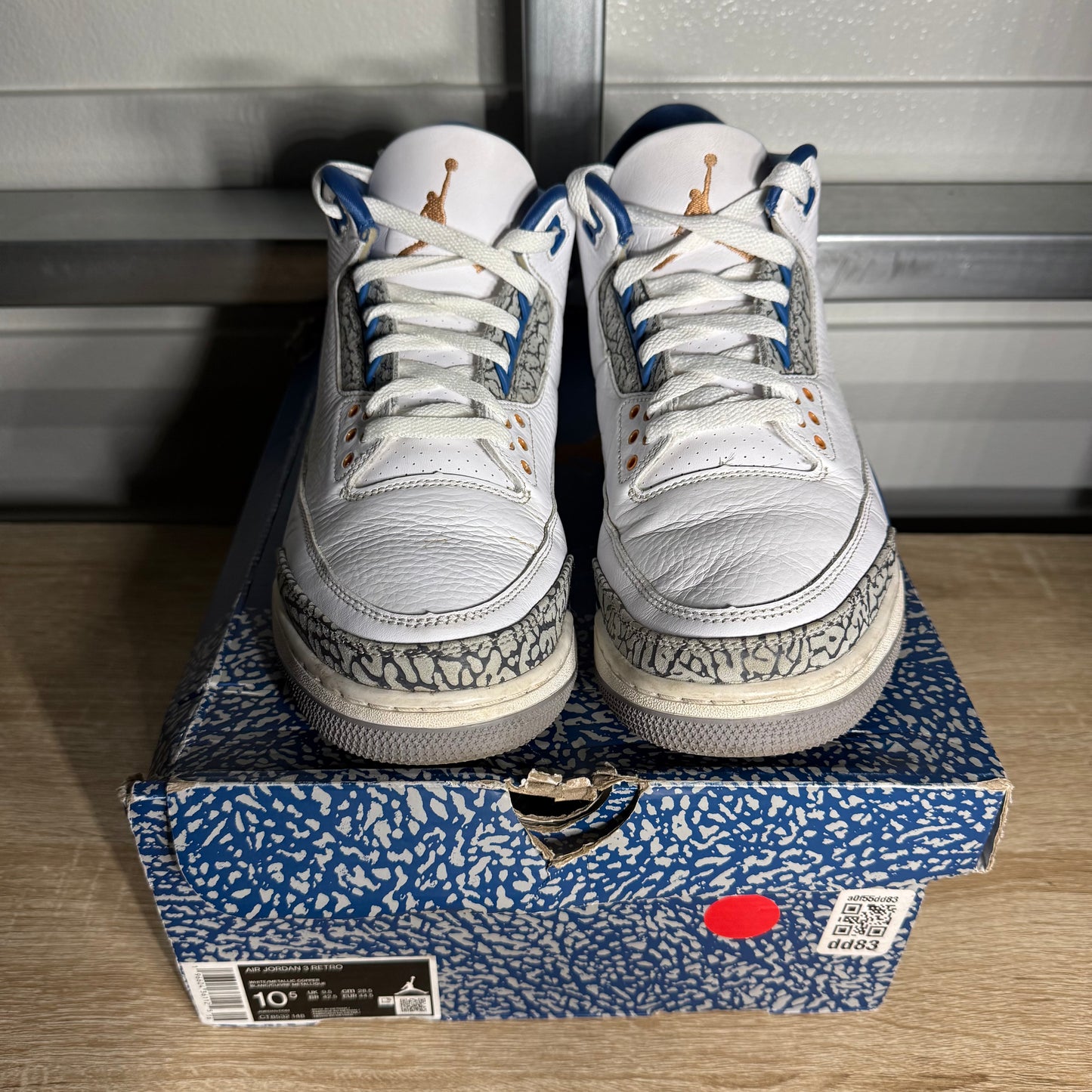 Size 10.5 - AJ 3 Retro Wizards White Blue