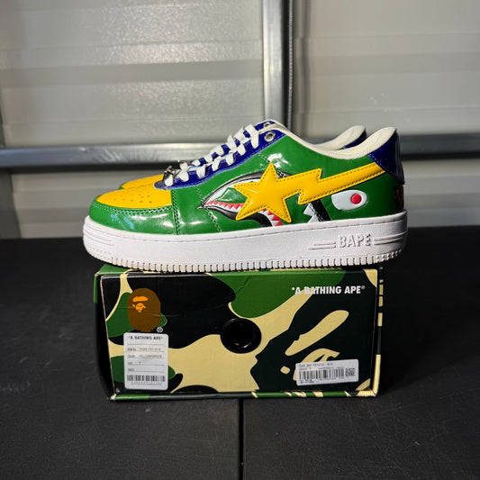 Size 7 - BAPE Bapesta Low M2 205h Anniversary Patent Green Shark