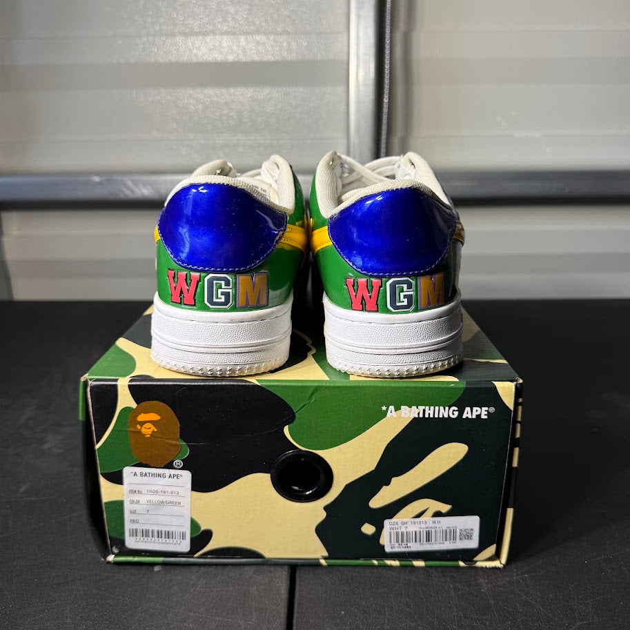 Size 7 - BAPE Bapesta Low M2 205h Anniversary Patent Green Shark
