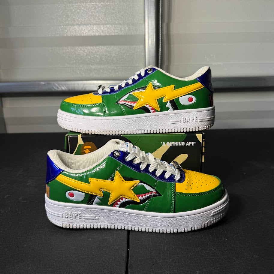 Size 7 - BAPE Bapesta Low M2 205h Anniversary Patent Green Shark