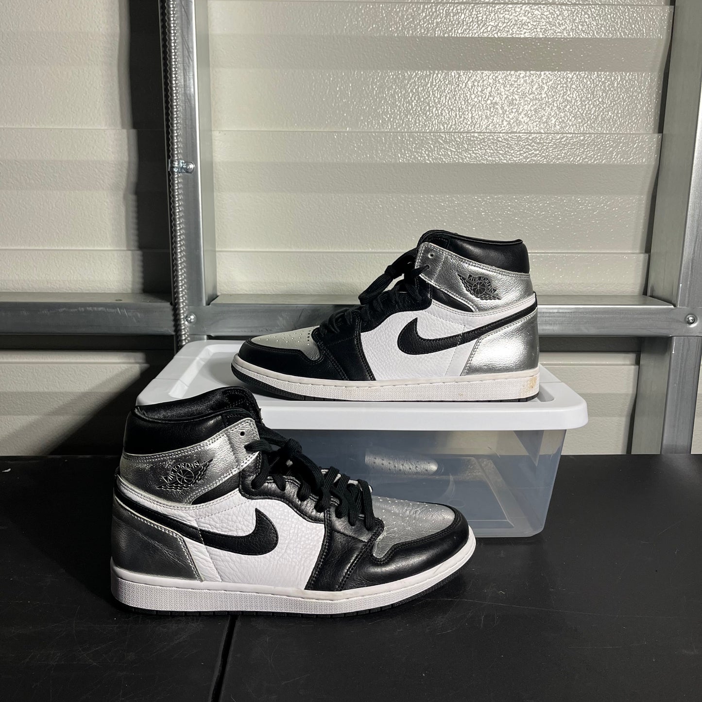Size 12W - AJ 1 Retro High Silver Toe