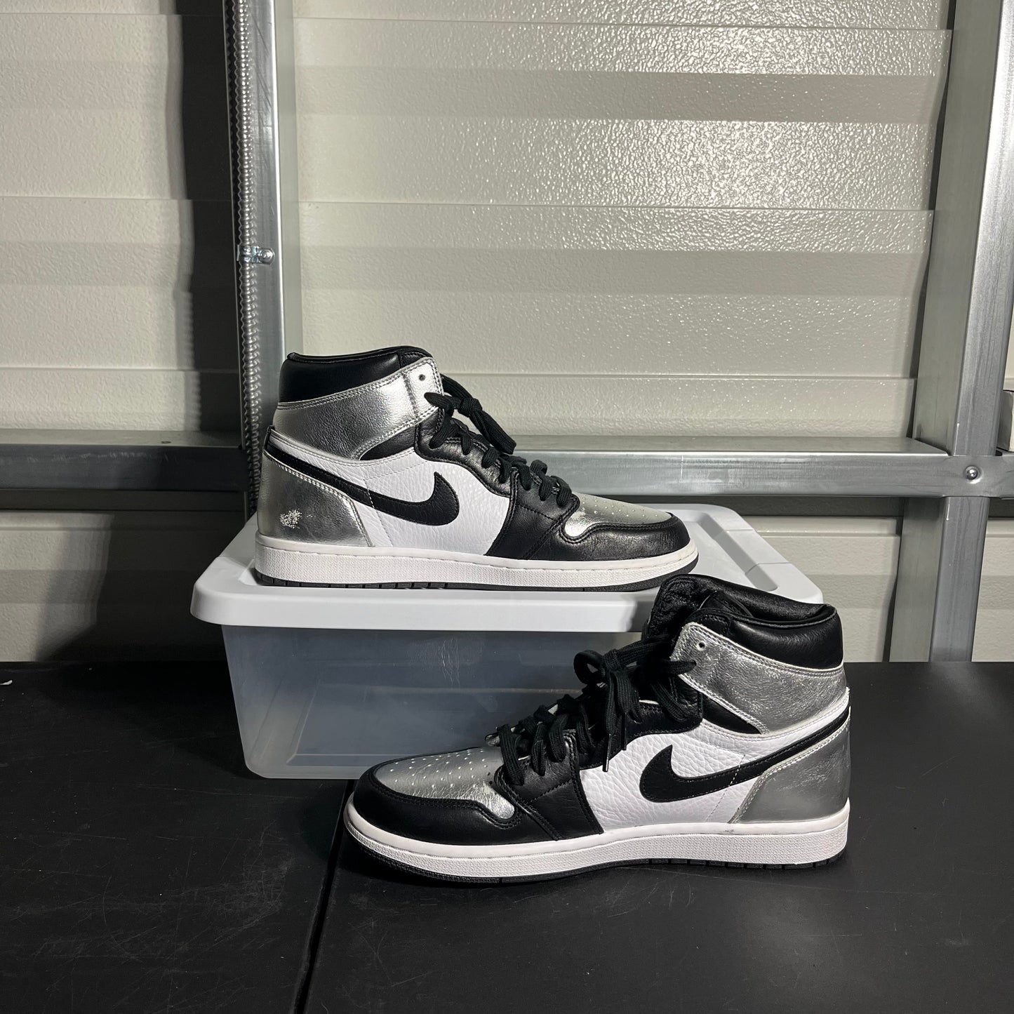 Size 12W - AJ 1 Retro High Silver Toe