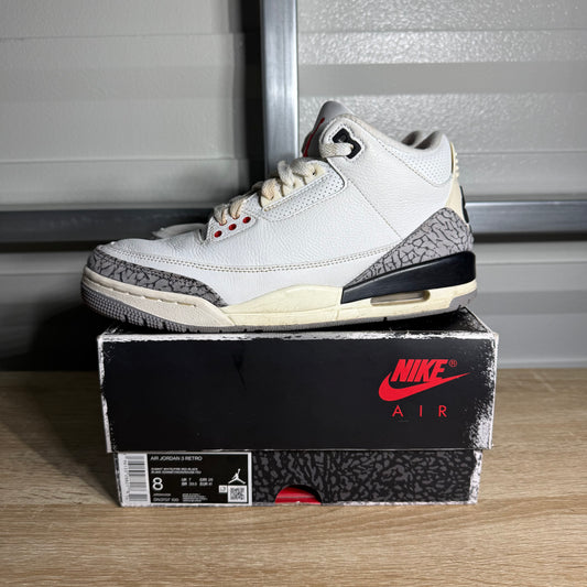 Size 8 -  AJ 3 Retro White Cement Reimagined