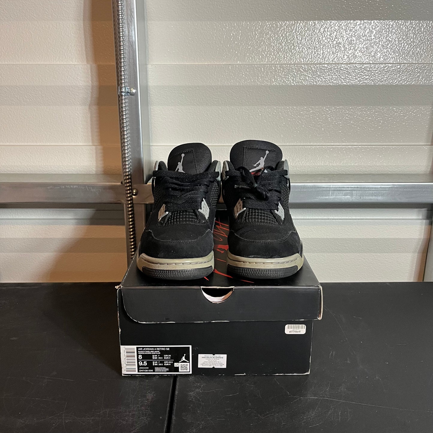 Size 8 - AJ 4 Retro Black Canvas