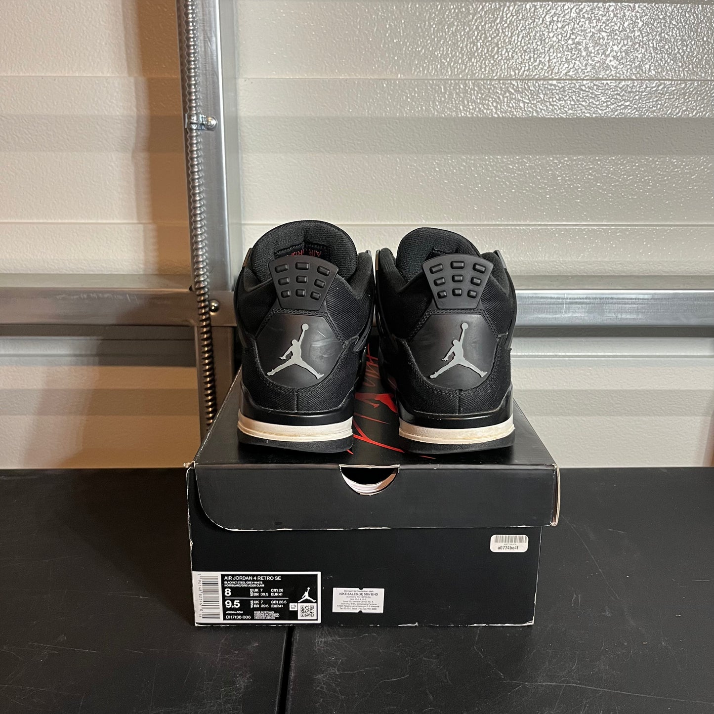 Size 8 - AJ 4 Retro Black Canvas