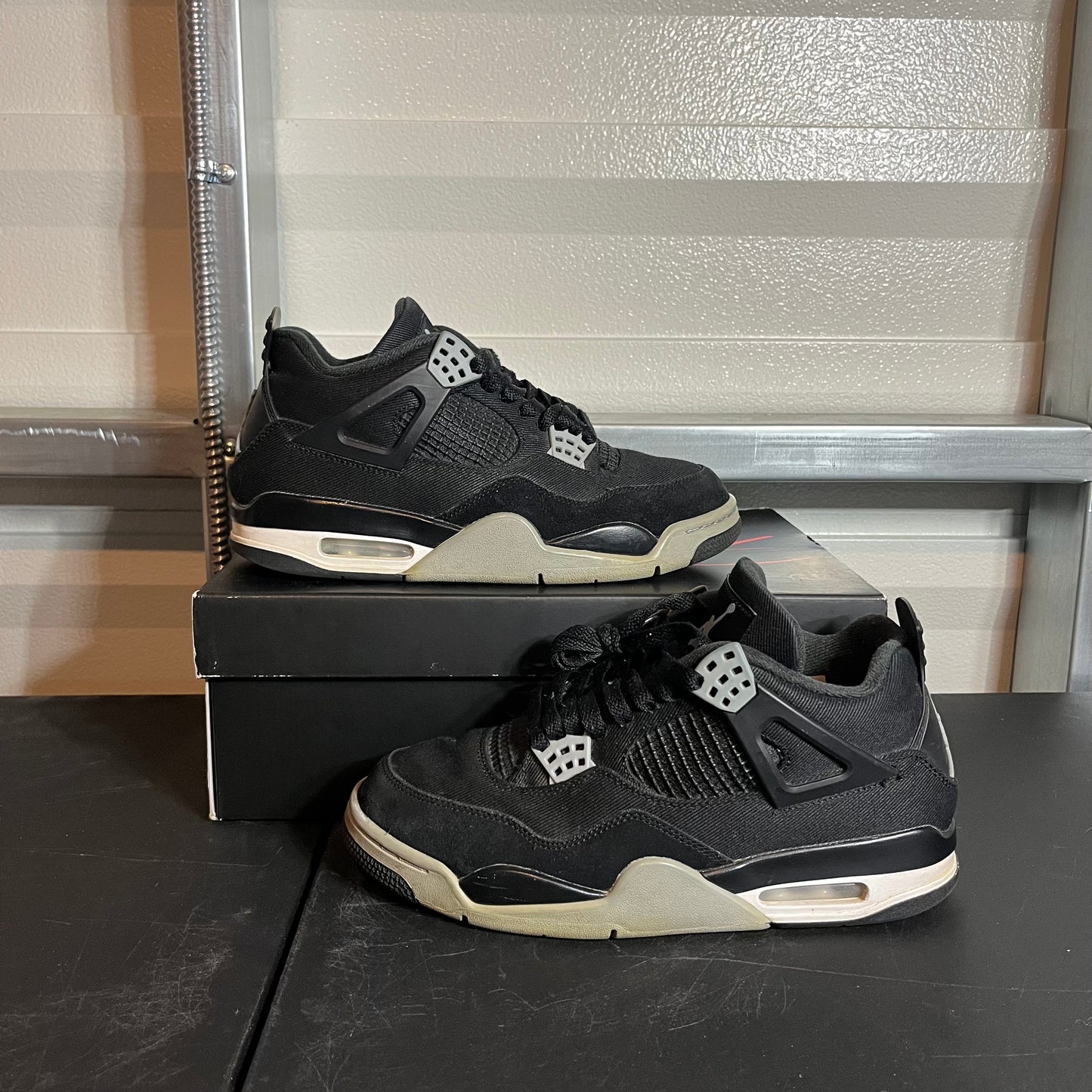 Size 8 - AJ 4 Retro Black Canvas