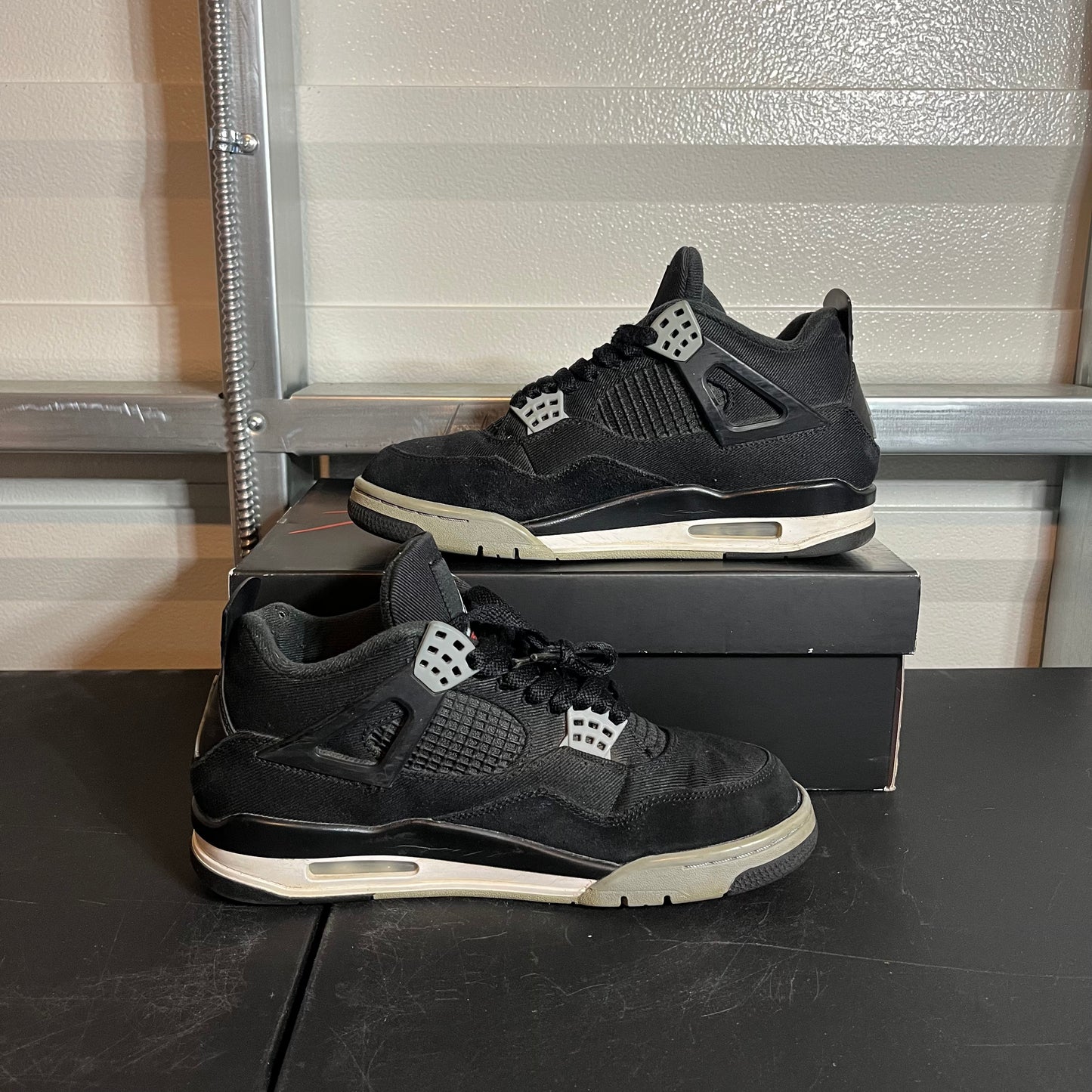 Size 8 - AJ 4 Retro Black Canvas