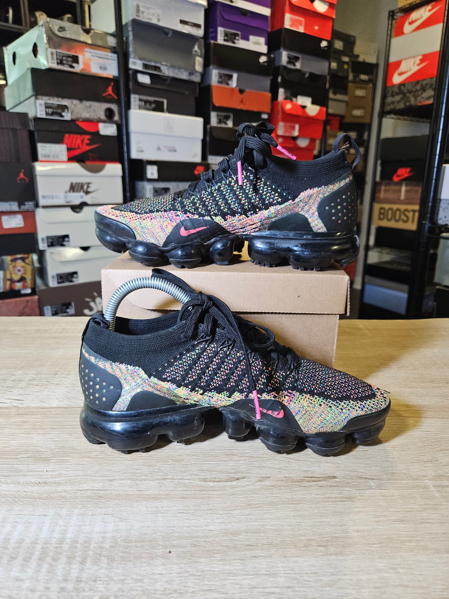 Size 7.5W/6M - Air VaporMax Flyknit 2 Black Multicolor