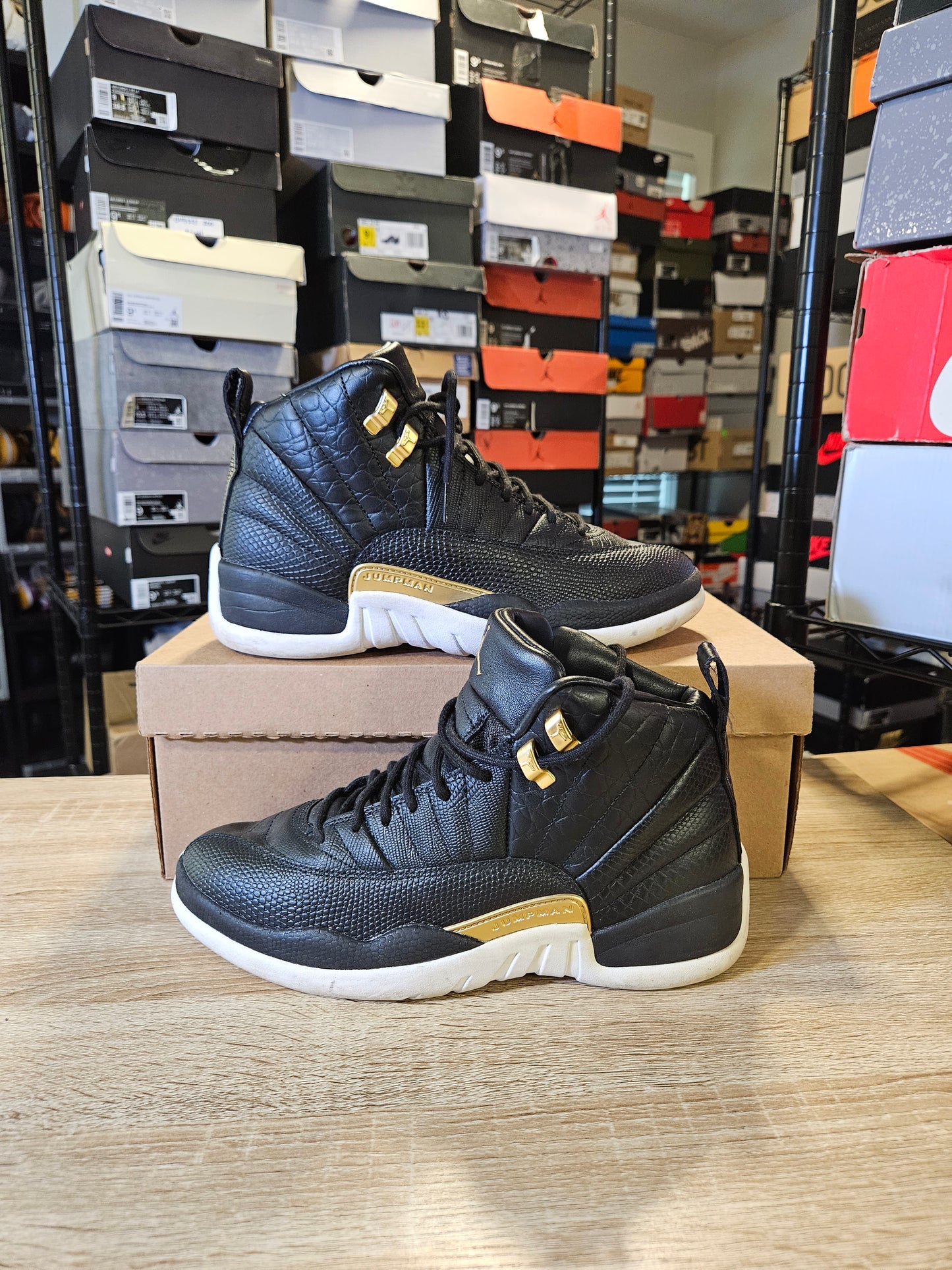 Size 7.5 M - AJ Retro 12 Reptile Black Metallic