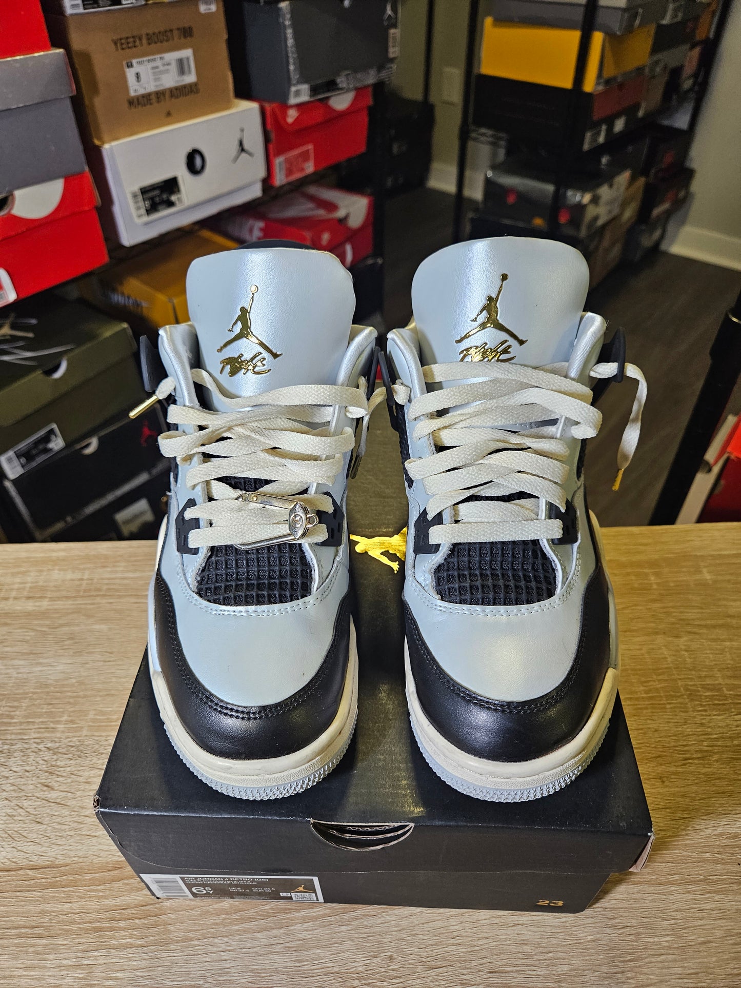 Size 7 - AJ 4 Retro Platinum Gold