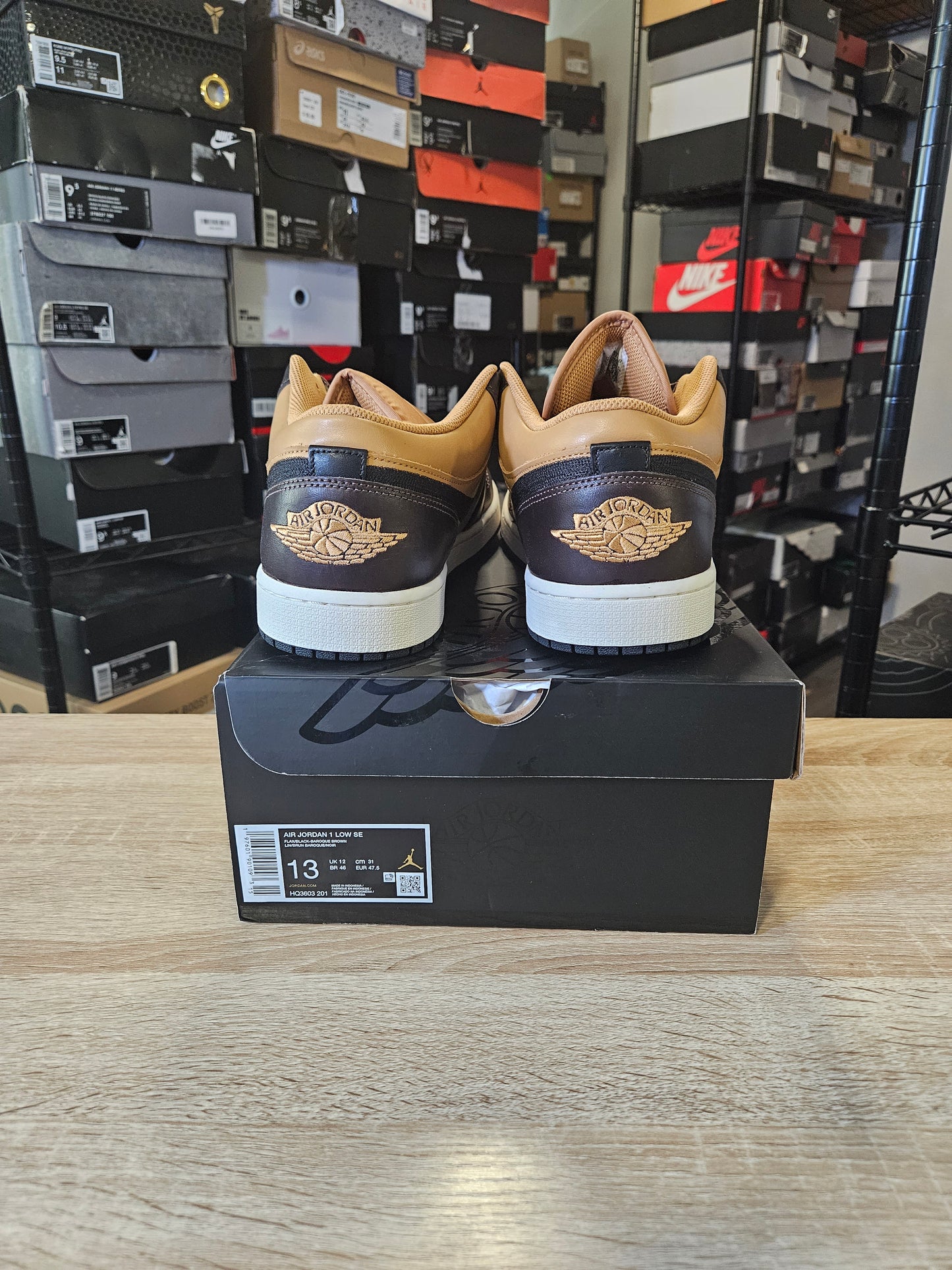 Size 13 - AJ 1 SE Low Flax Baroque Brown