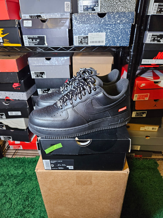 Size 9 - Nike Air Force 1 Low x Supreme Box Logo - Black
