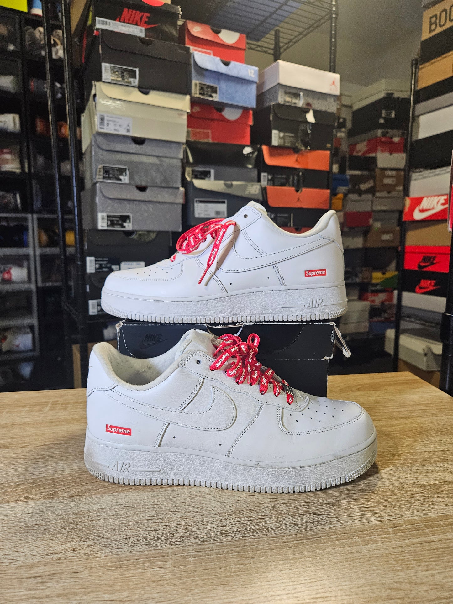 Size 10 - Air Force 1 x Supreme Low Box Logo - White