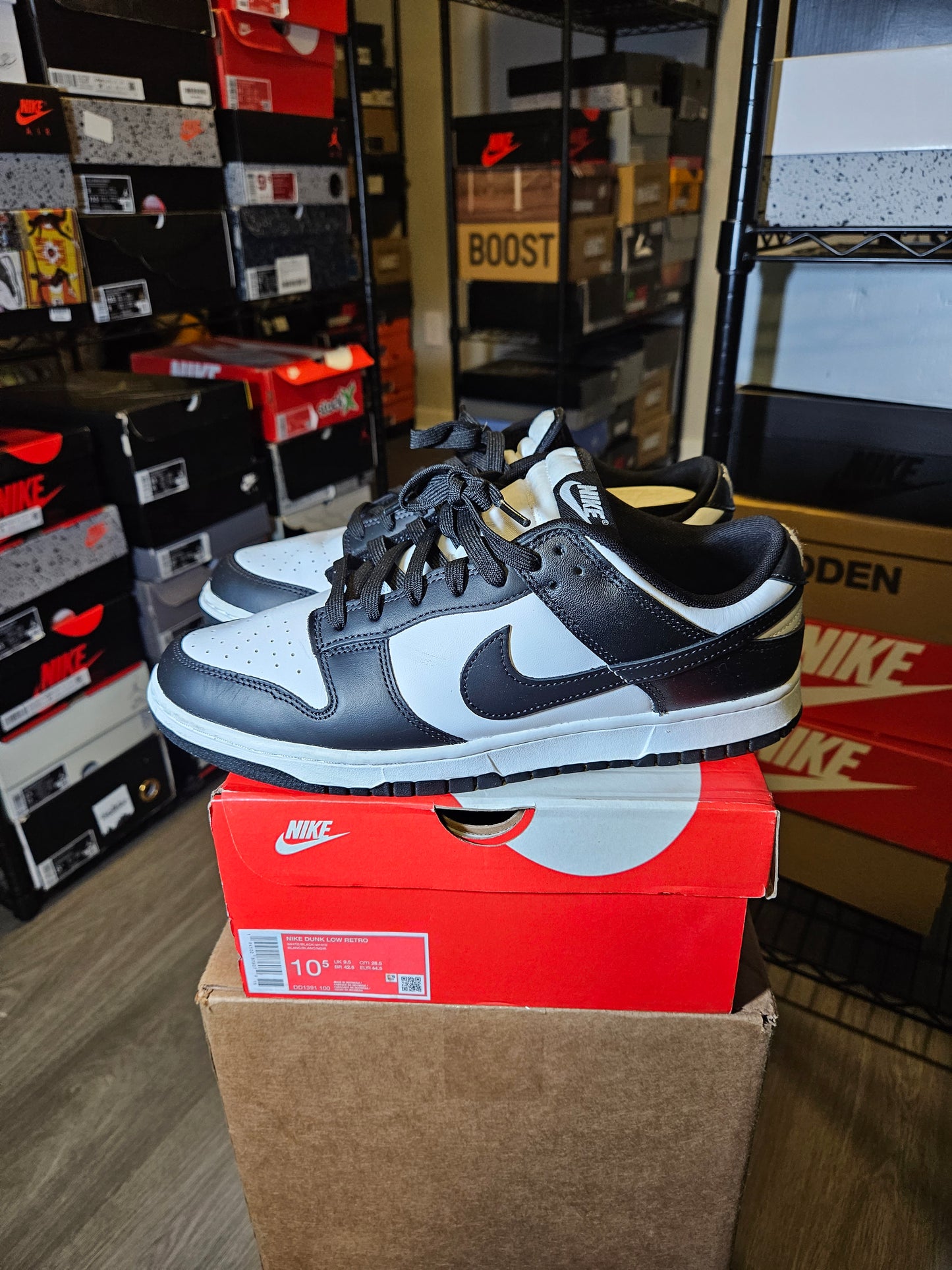 Size 10.5 - Dunk Low Black White