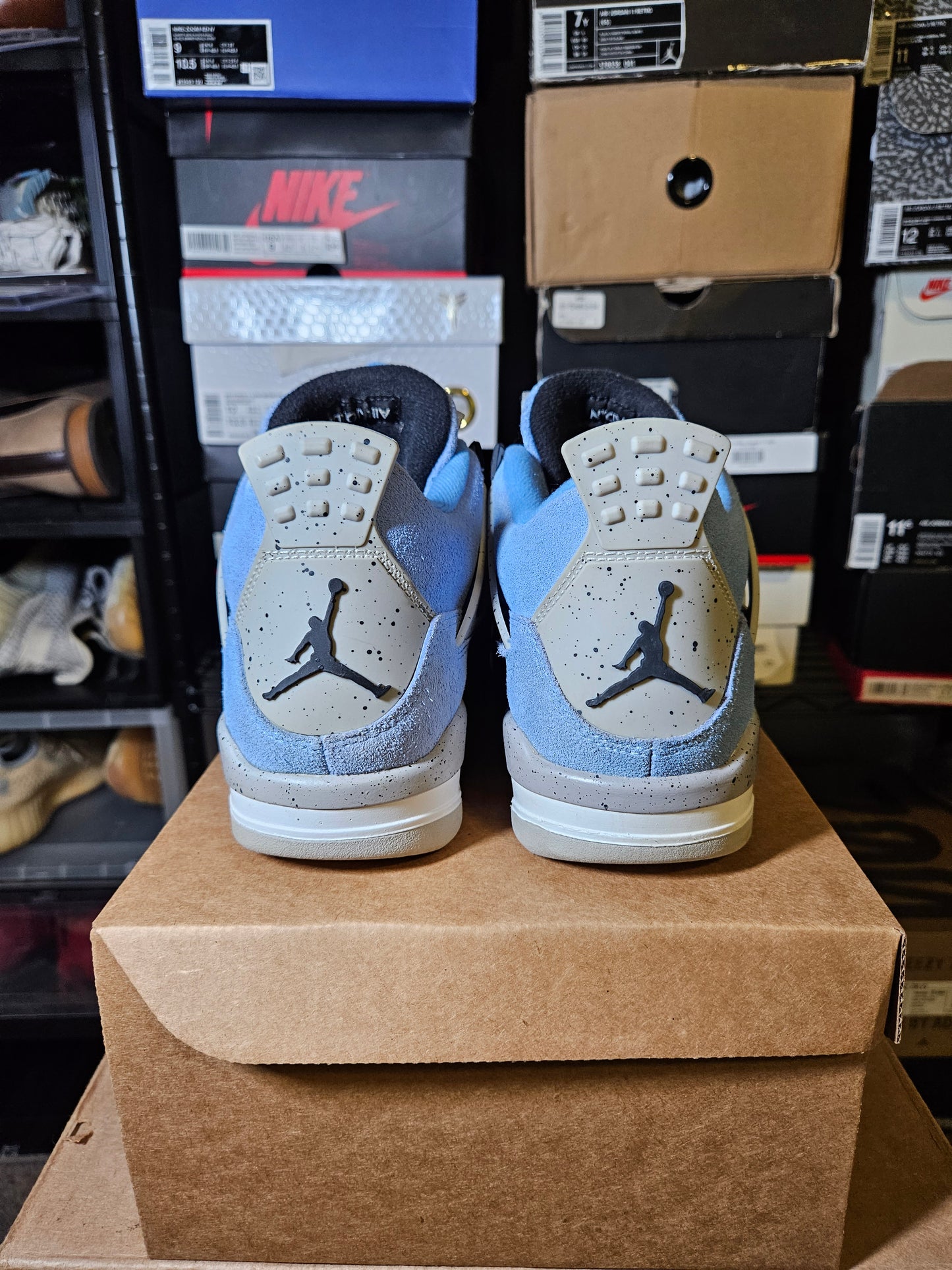 Size 7 - AJ 4 Retro Black Tech Grey University Blue
