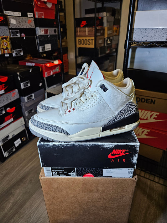 Size 10 - AJ 3 Retro Mid White Cement Reimagined