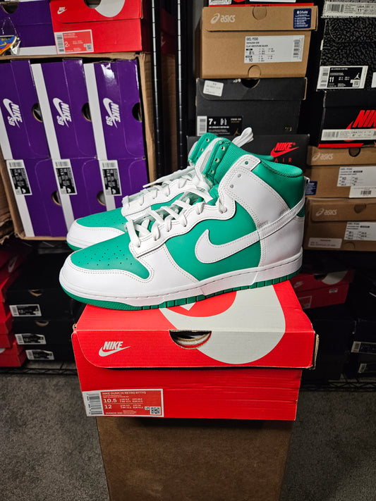 Size 10.5 - Nike Dunk High White Stadium Green