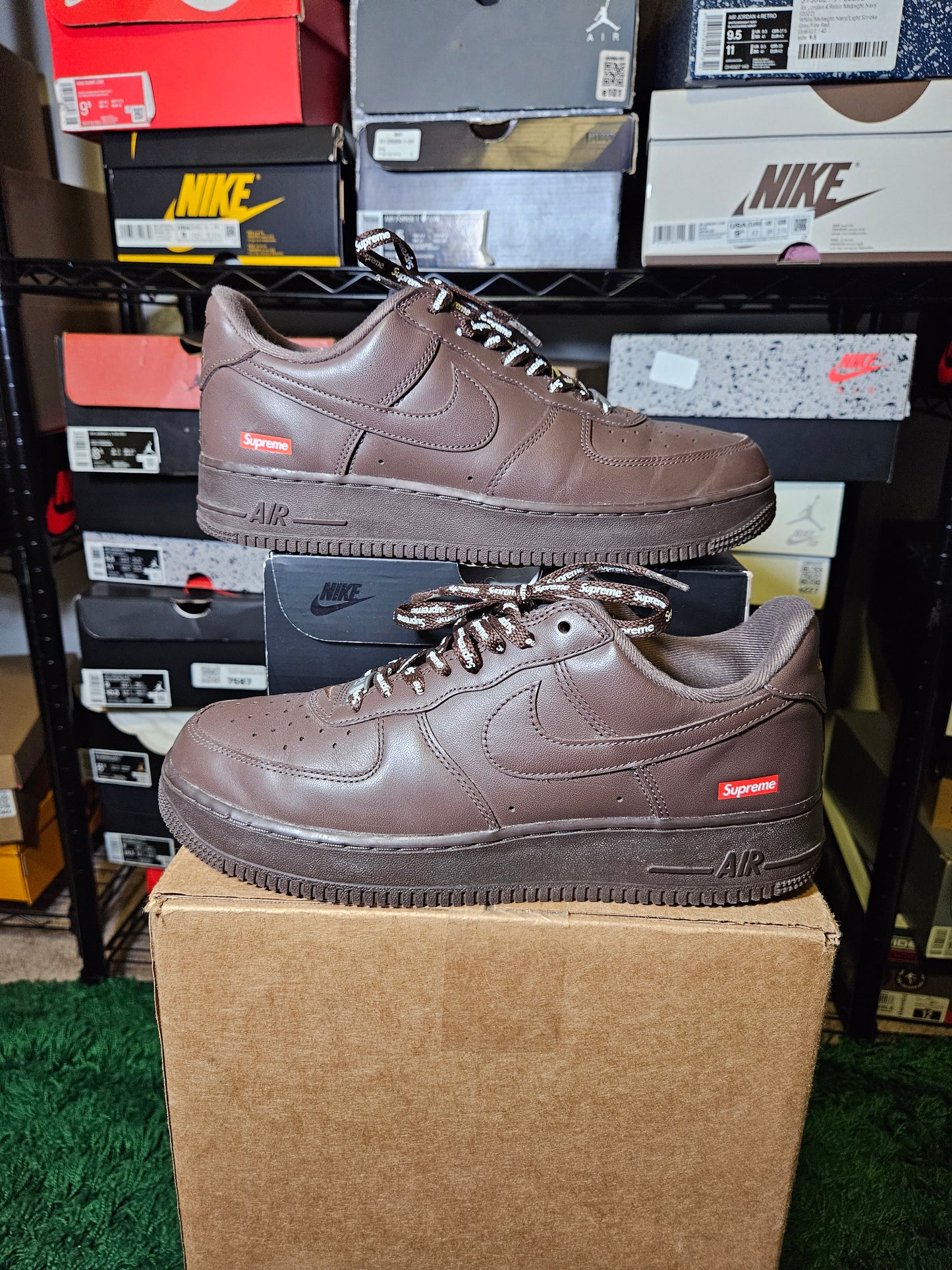Size 9.5 - Supreme x Air Force 1 Low Box Logo - Baroque Brown